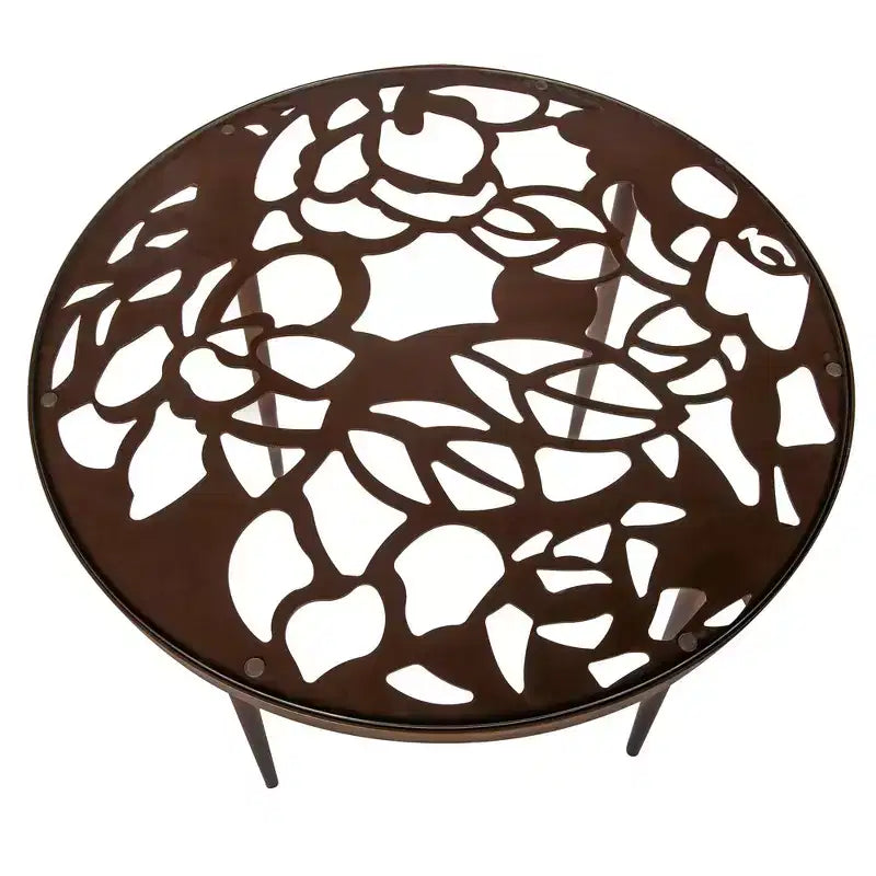 LeisureMod Devon 31 Modern Bistro Dining Table - Rust-Proof Aluminum Tree-Design Base with Circular Tempered Glass Top for Indoor/Outdoor Use