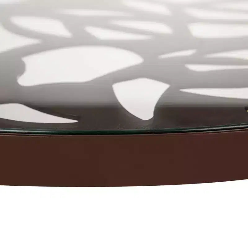 LeisureMod Devon 31 Modern Bistro Dining Table - Rust-Proof Aluminum Tree-Design Base with Circular Tempered Glass Top for Indoor/Outdoor Use