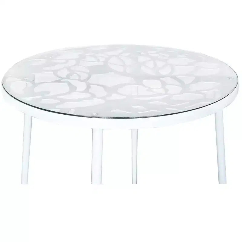 LeisureMod Devon 31 Modern Bistro Dining Table - Rust-Proof Aluminum Tree-Design Base with Circular Tempered Glass Top for Indoor/Outdoor Use