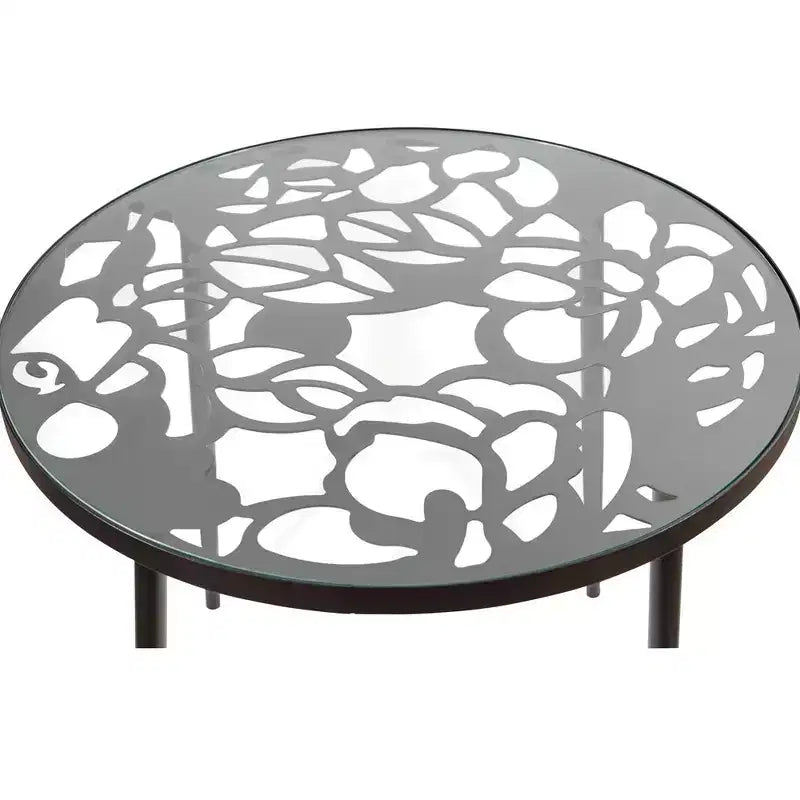 LeisureMod Devon 31 Modern Bistro Dining Table - Rust-Proof Aluminum Tree-Design Base with Circular Tempered Glass Top for Indoor/Outdoor Use