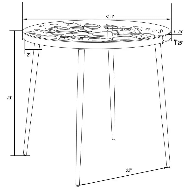 LeisureMod Devon 31 Modern Bistro Dining Table - Rust-Proof Aluminum Tree-Design Base with Circular Tempered Glass Top for Indoor/Outdoor Use