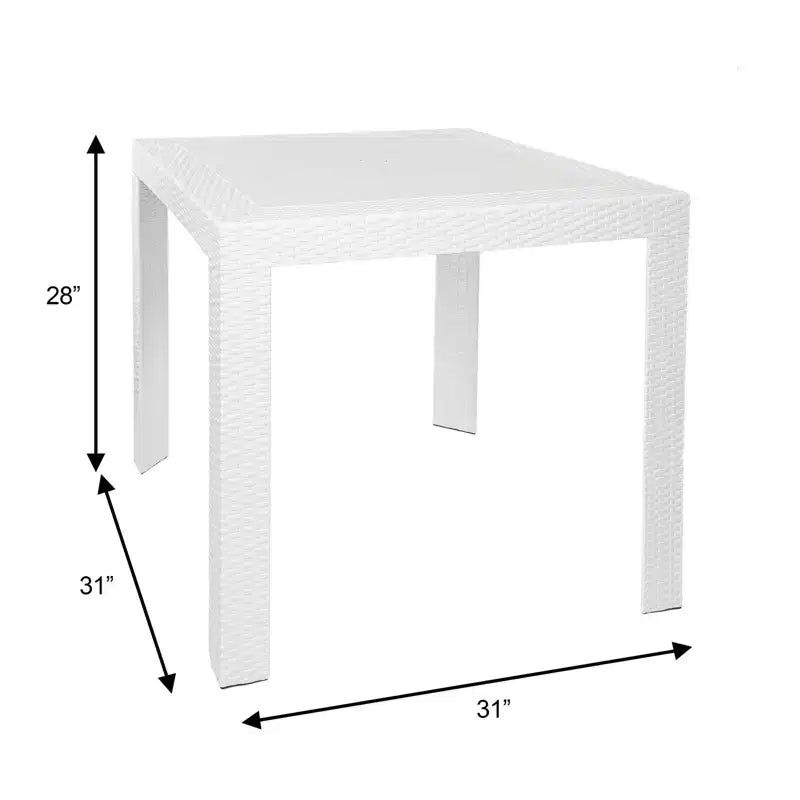 Table de salle à manger d'extérieur carrée 31 pouces LeisureMod Mace Collection - Table de bistrot de patio tissée moderne toutes saisons