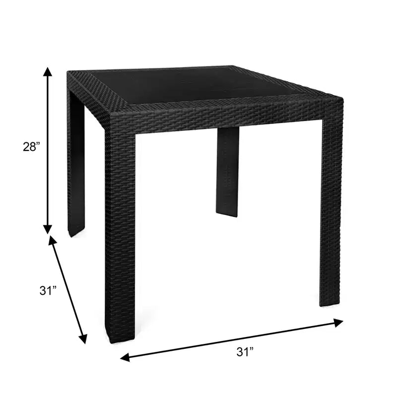 Table de salle à manger d'extérieur carrée 31 pouces LeisureMod Mace Collection - Table de bistrot de patio tissée moderne toutes saisons