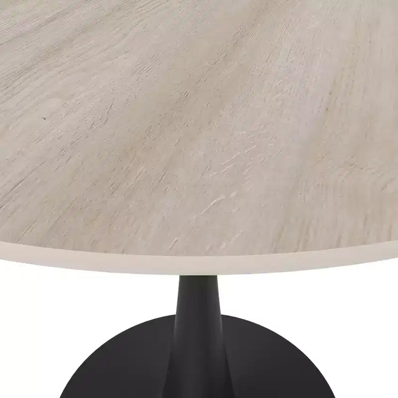 LeisureMod Bristol 35 Round Dining Table  Sintered Stone Top Accent Caf Table & Sturdy Steel Black Pedestal Base for Kitchen and Small Spaces