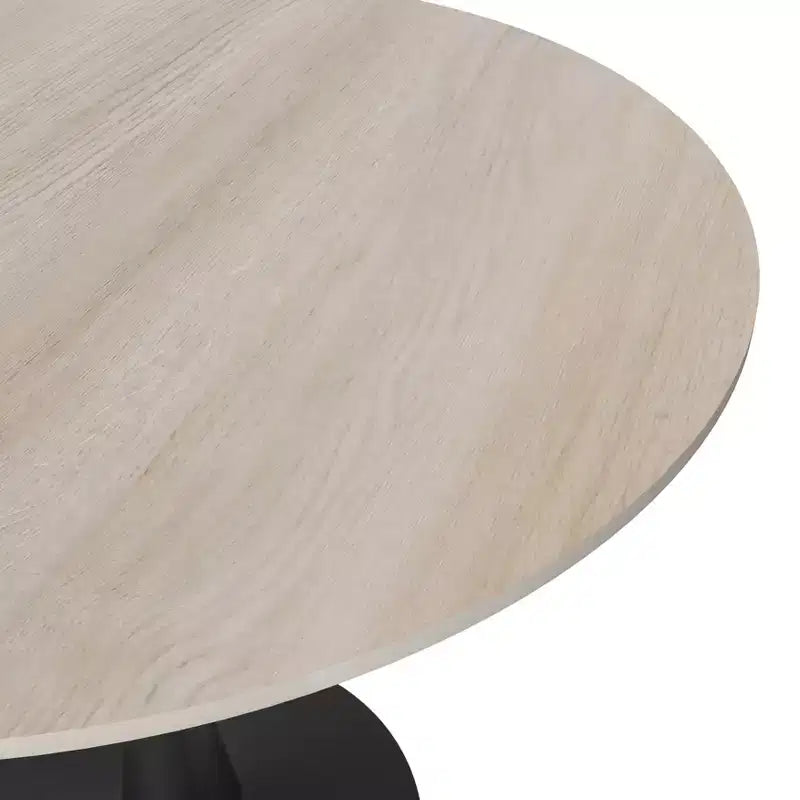 LeisureMod Bristol 35 Round Dining Table  Sintered Stone Top Accent Caf Table & Sturdy Steel Black Pedestal Base for Kitchen and Small Spaces