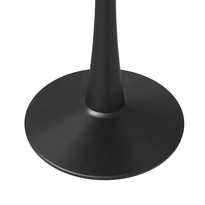 LeisureMod Bristol 35 Round Dining Table  Sintered Stone Top Accent Caf Table & Sturdy Steel Black Pedestal Base for Kitchen and Small Spaces