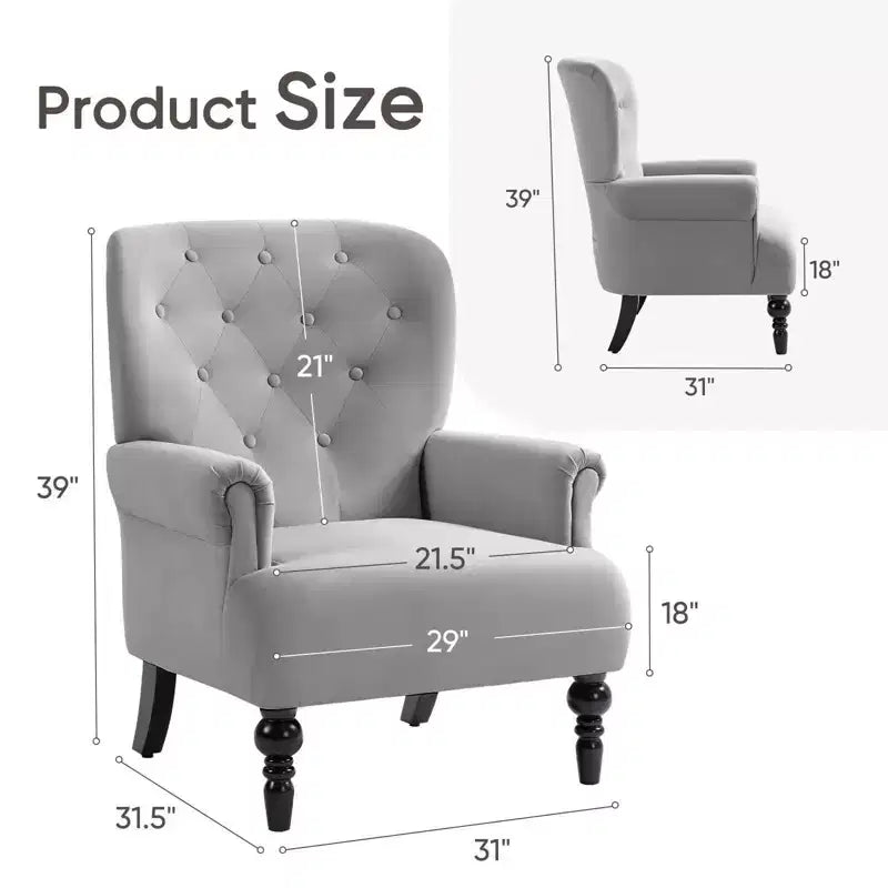 Hyleory 31'' Wide Velvet Wingback Chair