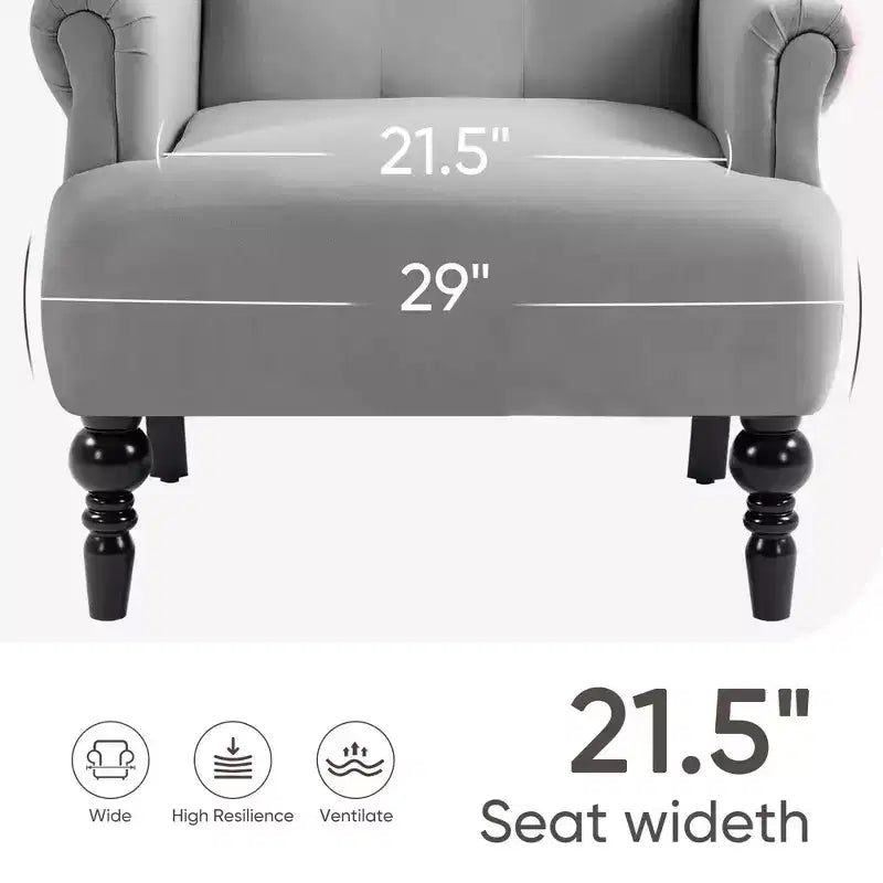 Hyleory 31'' Wide Velvet Wingback Chair