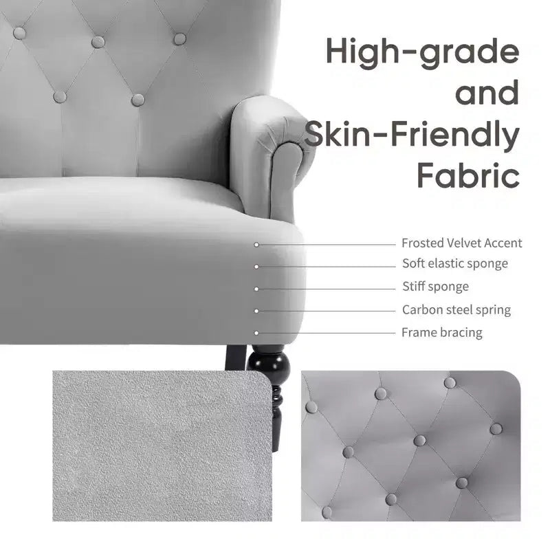 Hyleory 31'' Wide Velvet Wingback Chair