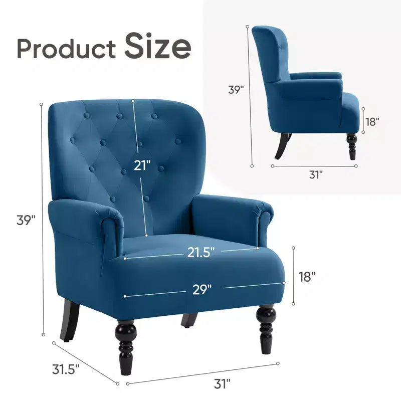 Hyleory 31'' Wide Velvet Wingback Chair