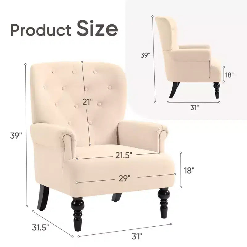 Hyleory 31'' Wide Velvet Wingback Chair