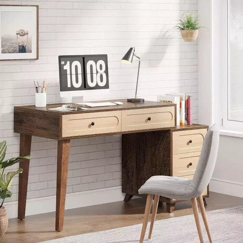 Lantine 51-Inch Computer Desk with 5 Drawers