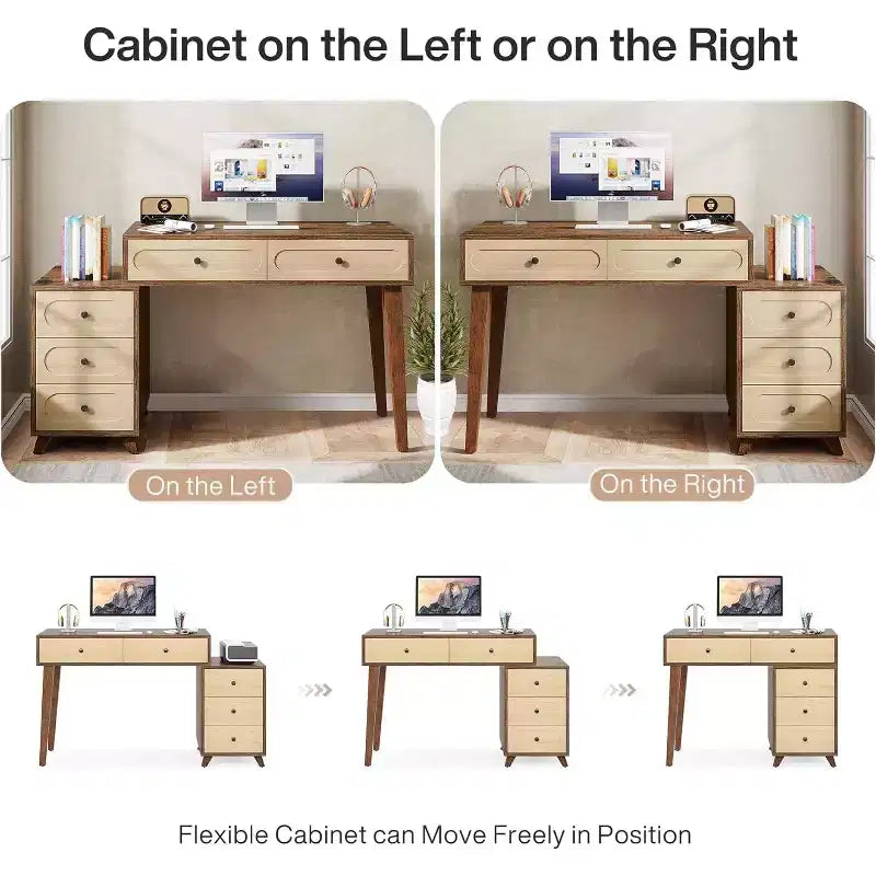 Lantine 51-Inch Computer Desk with 5 Drawers