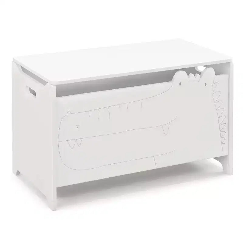 Costway Coffre à Jouets pour Enfants avec Charnière de Sécurité, Meuble de Rangement en Bois à Rabat, Organisateur de Rangement Blanc/Vert