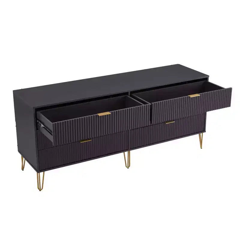 Manhattan Comfort Dumbo 3pc 5 Drawer Dresser, 6 Drawer Dresser and Nightstand Set