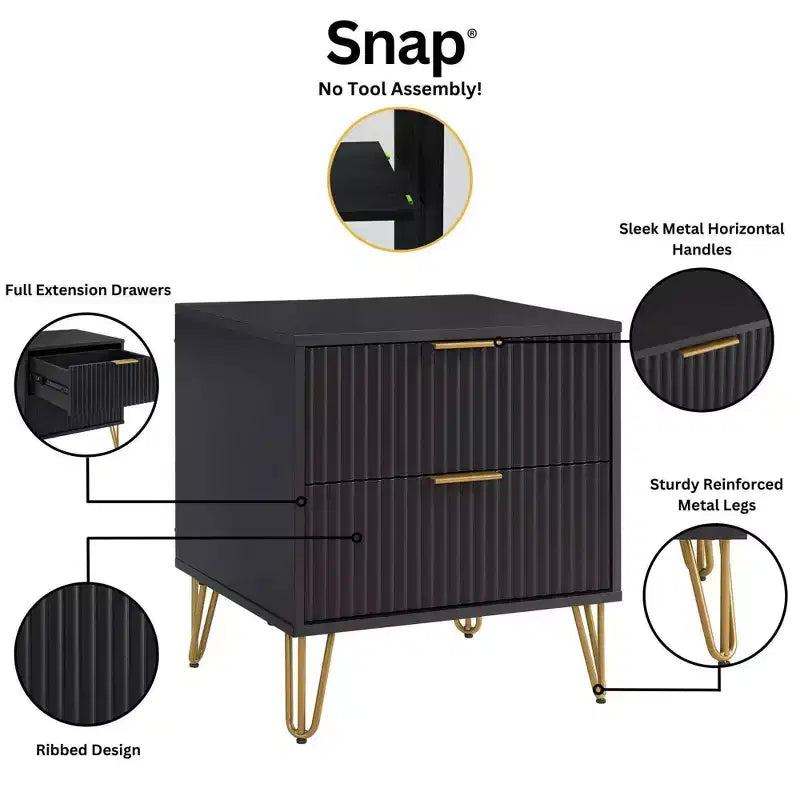 Manhattan Comfort Dumbo 3pc 5 Drawer Dresser, 6 Drawer Dresser and Nightstand Set