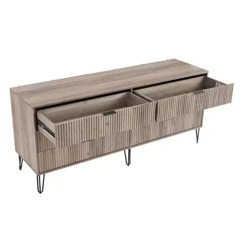 Manhattan Comfort Dumbo 3pc 5 Drawer Dresser, 6 Drawer Dresser and Nightstand Set