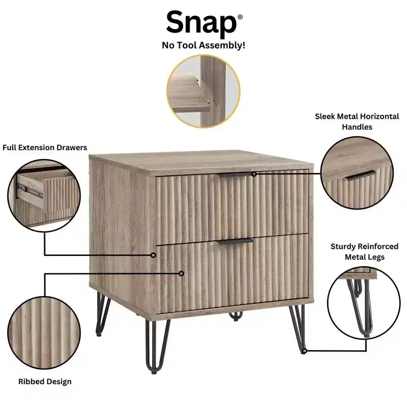 Manhattan Comfort Dumbo 3pc 5 Drawer Dresser, 6 Drawer Dresser and Nightstand Set