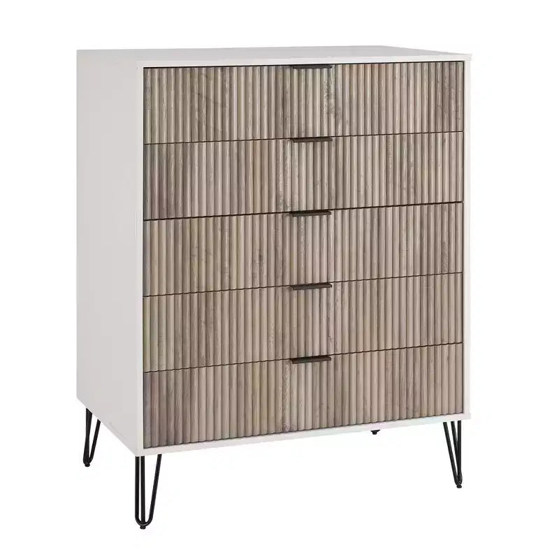 Manhattan Comfort Dumbo 3pc 5 Drawer Dresser, 6 Drawer Dresser and Nightstand Set