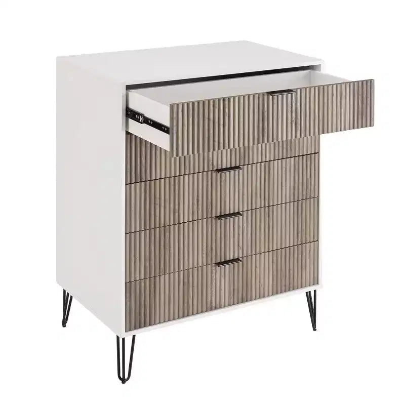 Manhattan Comfort Dumbo 3pc 5 Drawer Dresser, 6 Drawer Dresser and Nightstand Set