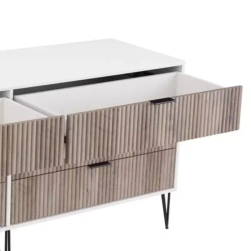 Manhattan Comfort Dumbo 3pc 5 Drawer Dresser, 6 Drawer Dresser and Nightstand Set