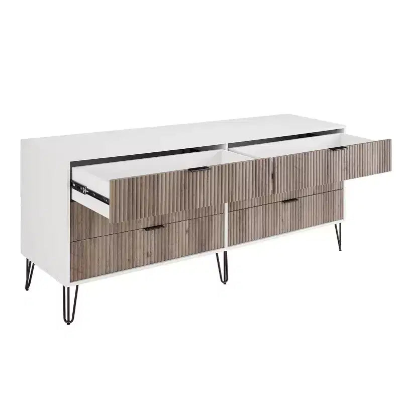 Manhattan Comfort Dumbo 3pc 5 Drawer Dresser, 6 Drawer Dresser and Nightstand Set