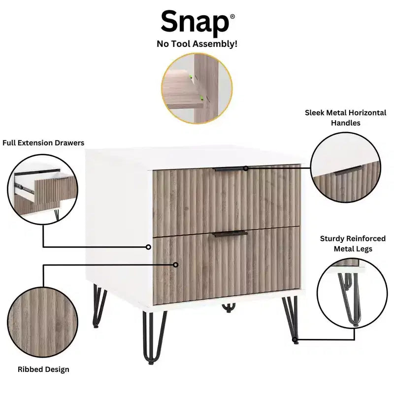 Manhattan Comfort Dumbo 3pc 5 Drawer Dresser, 6 Drawer Dresser and Nightstand Set