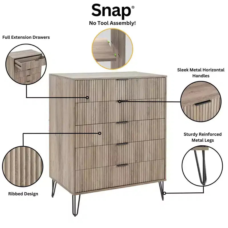 Manhattan Comfort Dumbo 5 Drawer Dresser