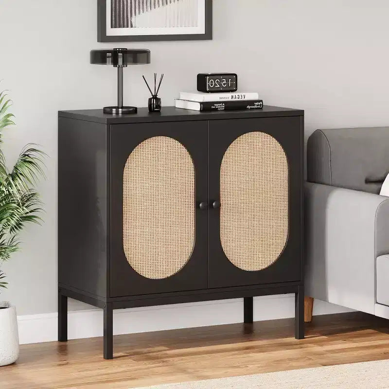 Whizmax Buffet Cabinet Rattan Storage Cabinet with Doors and Shelves, Accent Cabinet Sideboard for Living Room, Dining Room, Hallway