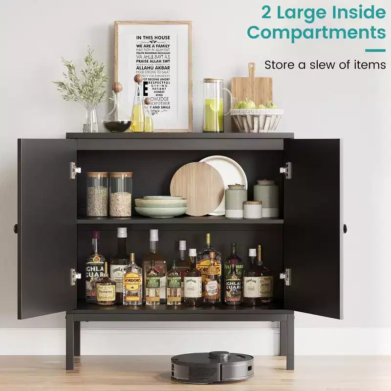 Whizmax Buffet Cabinet Rattan Storage Cabinet with Doors and Shelves, Accent Cabinet Sideboard for Living Room, Dining Room, Hallway