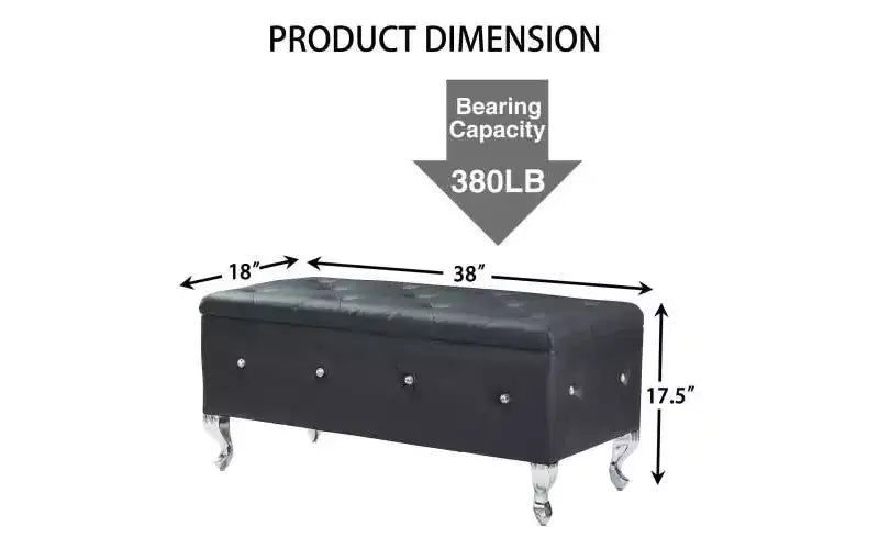 Tufted Storage Ottoman Bench For Bedroom End Of Bed Large Upholstered Storage Benches Footrest With Crystal Buttons For Living Room Entryway