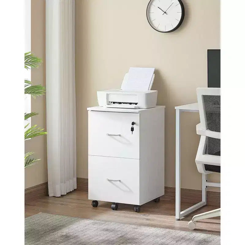 2-Drawer File Cabinet, Locking Wood Filing Cabinet for Home Office, Small Rolling File Cabinet