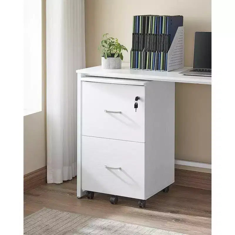 2-Drawer File Cabinet, Locking Wood Filing Cabinet for Home Office, Small Rolling File Cabinet