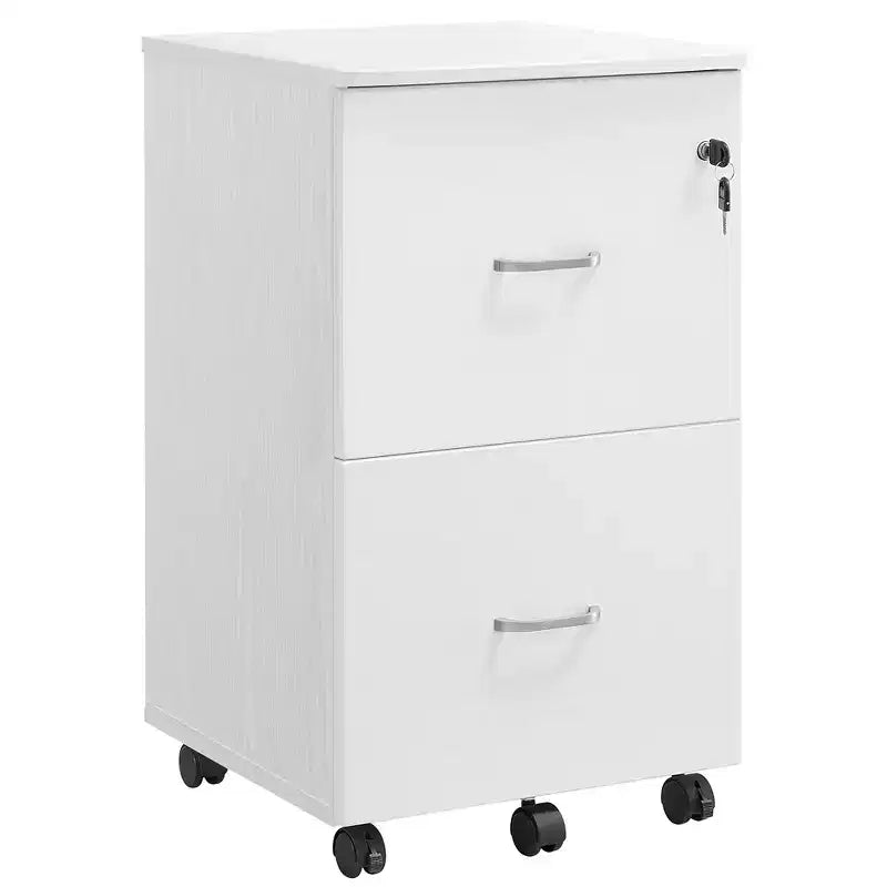 2-Drawer File Cabinet, Locking Wood Filing Cabinet for Home Office, Small Rolling File Cabinet