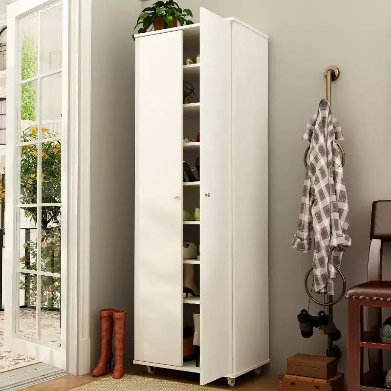 Famapy 2-Doors Tall Entryway Shoe Cabinet With 8-Tier Shelves