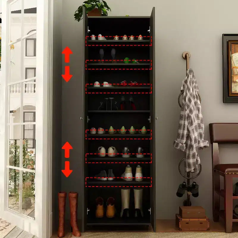 Famapy 2-Doors Tall Entryway Shoe Cabinet With 8-Tier Shelves