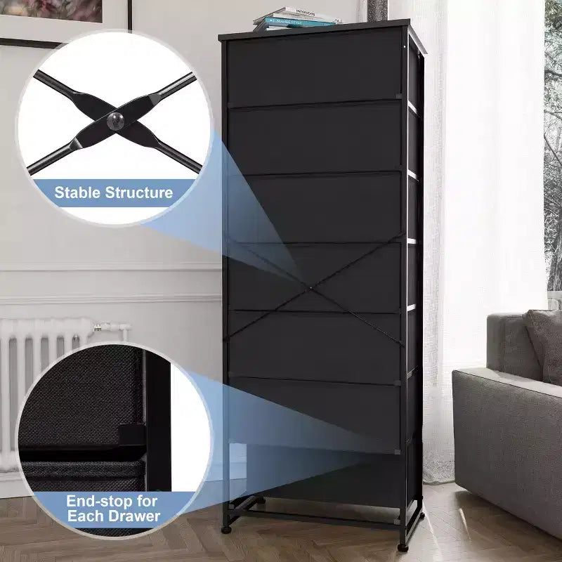 Crestlive Products Tall Dresser for Bedroom 7-Drawer Fabirc Storage Tower Chests of Drawers for Bedroom