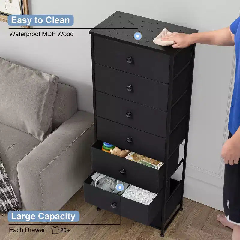 Crestlive Products Tall Dresser for Bedroom 7-Drawer Fabirc Storage Tower Chests of Drawers for Bedroom