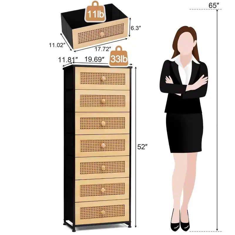 Crestlive Products Tall Dresser for Bedroom 7-Drawer Fabirc Storage Tower Chests of Drawers for Bedroom