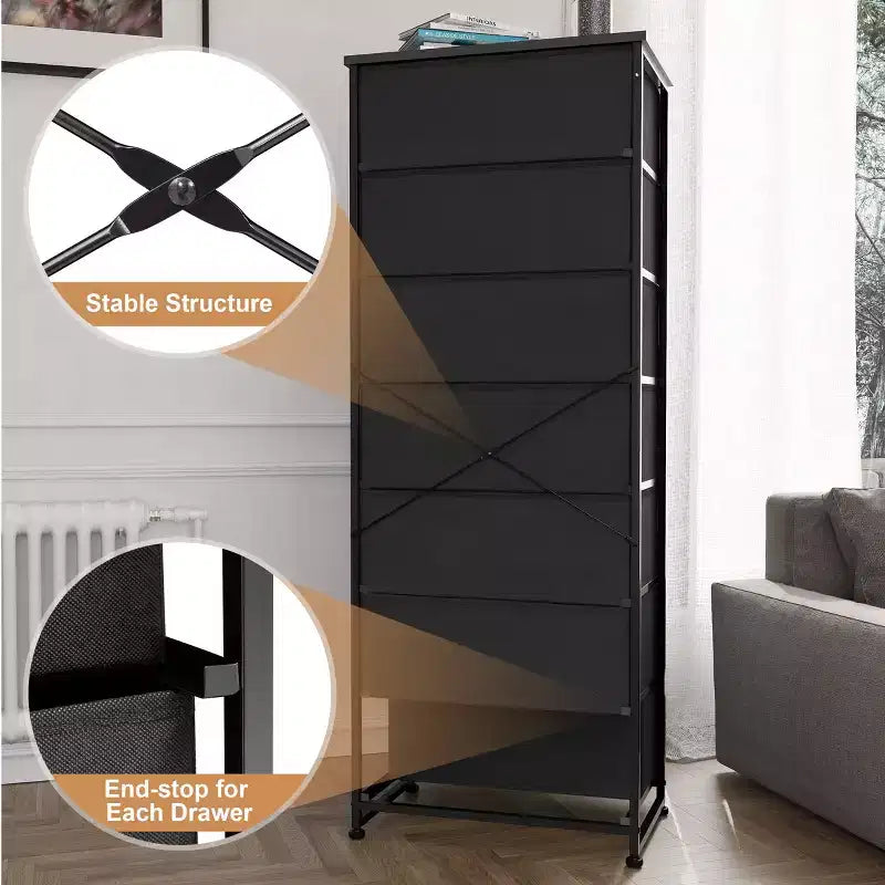 Crestlive Products Tall Dresser for Bedroom 7-Drawer Fabirc Storage Tower Chests of Drawers for Bedroom