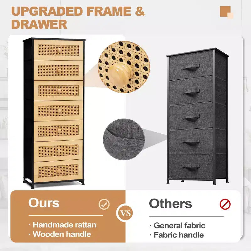 Crestlive Products Tall Dresser for Bedroom 7-Drawer Fabirc Storage Tower Chests of Drawers for Bedroom