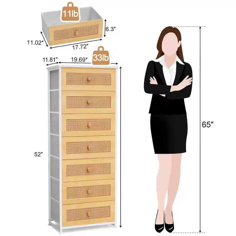 Crestlive Products Tall Dresser for Bedroom 7-Drawer Fabirc Storage Tower Chests of Drawers for Bedroom
