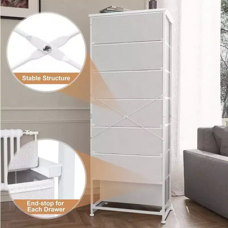 Crestlive Products Tall Dresser for Bedroom 7-Drawer Fabirc Storage Tower Chests of Drawers for Bedroom