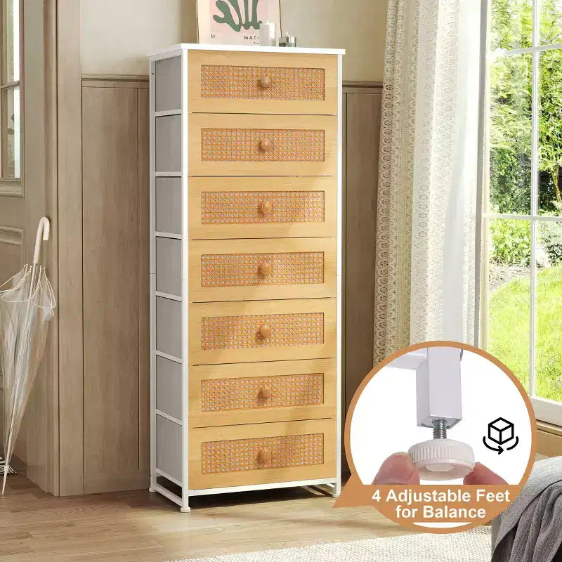 Crestlive Products Tall Dresser for Bedroom 7-Drawer Fabirc Storage Tower Chests of Drawers for Bedroom