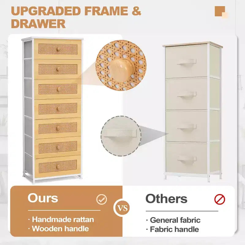 Crestlive Products Tall Dresser for Bedroom 7-Drawer Fabirc Storage Tower Chests of Drawers for Bedroom