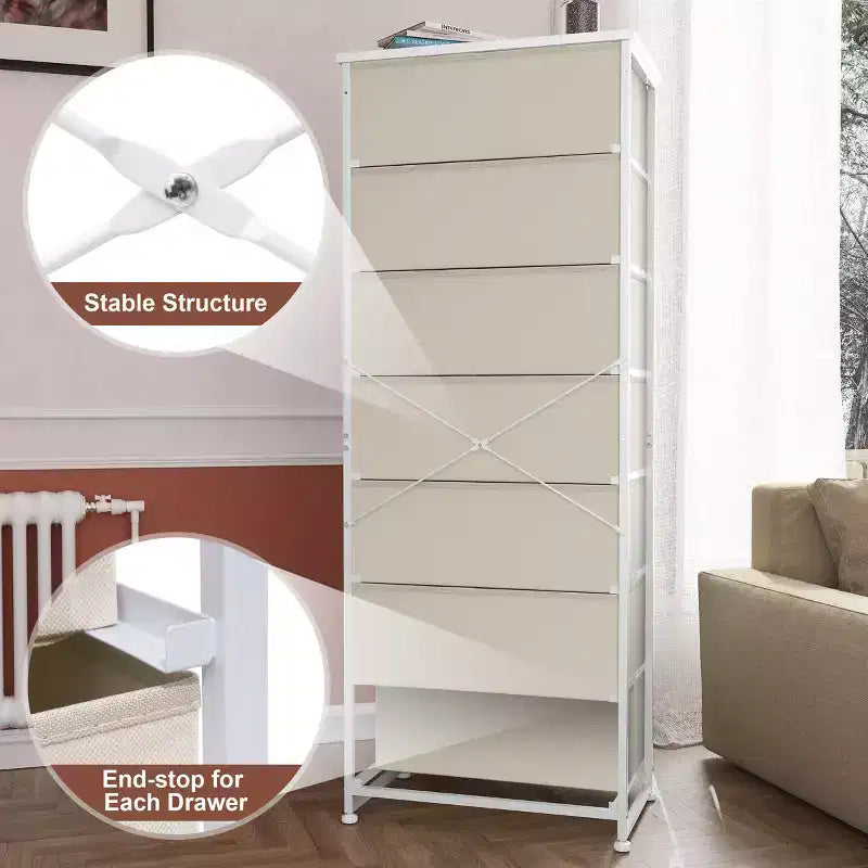 Crestlive Products Tall Dresser for Bedroom 7-Drawer Fabirc Storage Tower Chests of Drawers for Bedroom