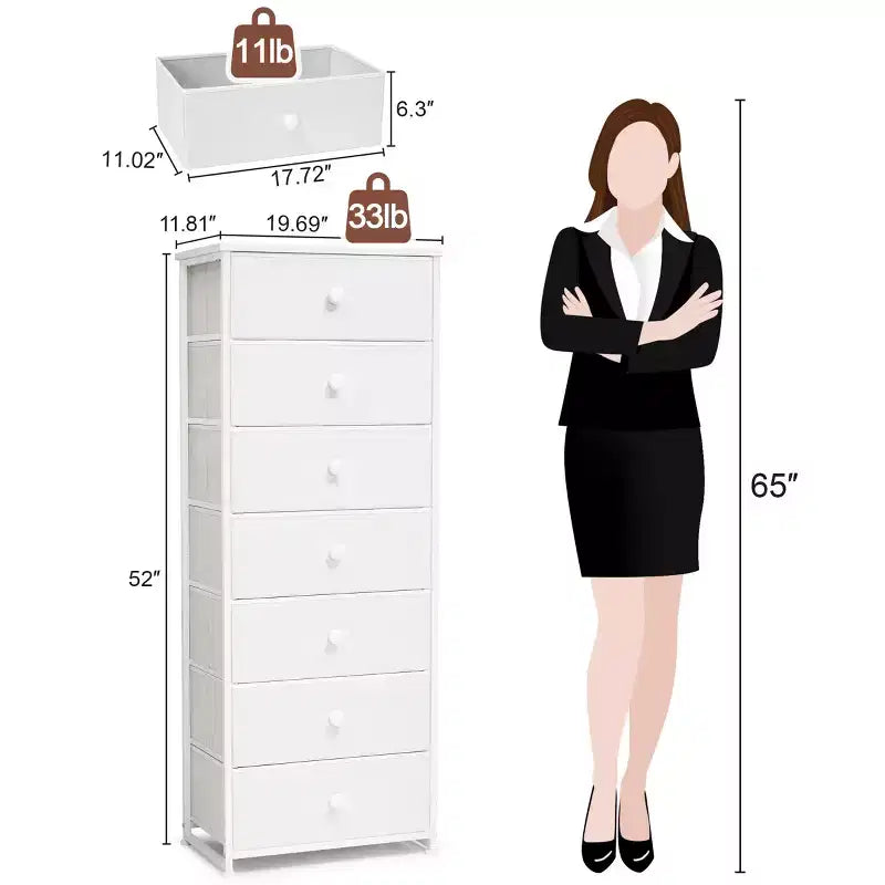 Crestlive Products Tall Dresser for Bedroom 7-Drawer Fabirc Storage Tower Chests of Drawers for Bedroom