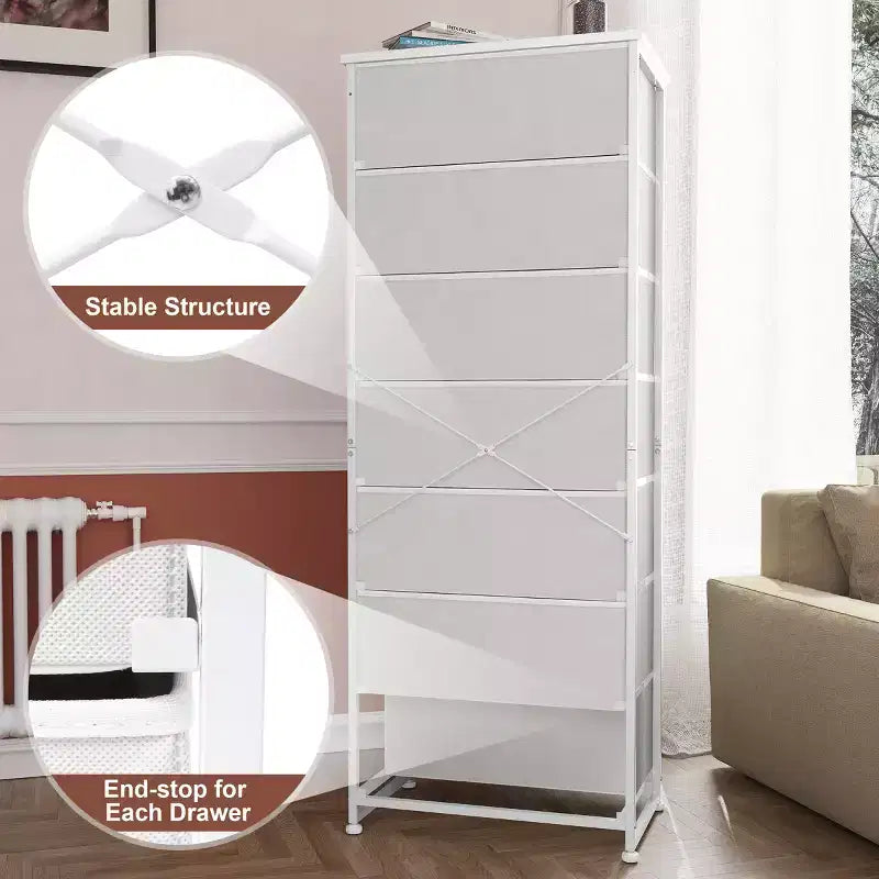 Crestlive Products Tall Dresser for Bedroom 7-Drawer Fabirc Storage Tower Chests of Drawers for Bedroom