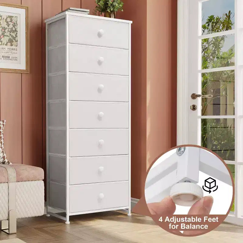 Crestlive Products Tall Dresser for Bedroom 7-Drawer Fabirc Storage Tower Chests of Drawers for Bedroom