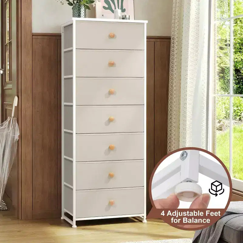 Crestlive Products Tall Dresser for Bedroom 7-Drawer Fabirc Storage Tower Chests of Drawers for Bedroom